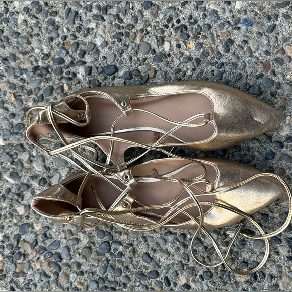 Old Navy lace up ballet flats, Gold, size 8 - Picture 2 of 4